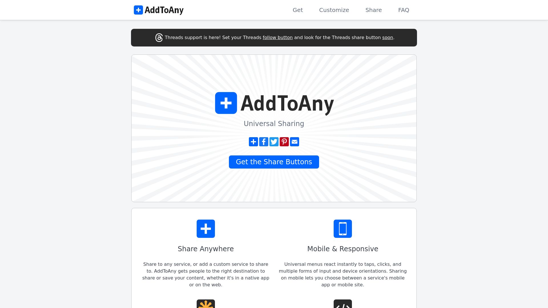 Estado web addtoany.com está   ONLINE