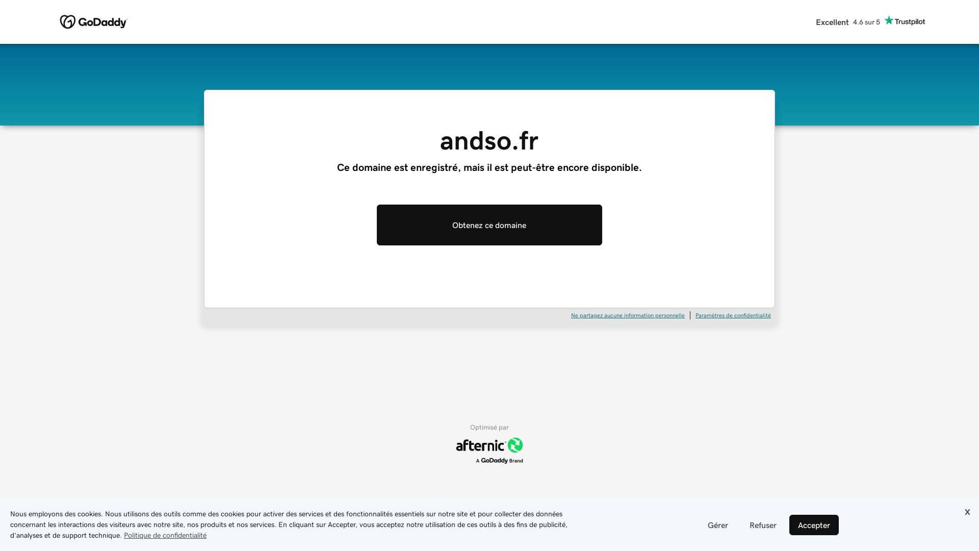 Estado web andso.fr está   ONLINE