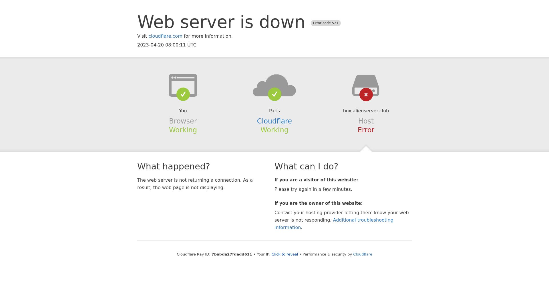 Estado web box.alienserver.club está   ONLINE