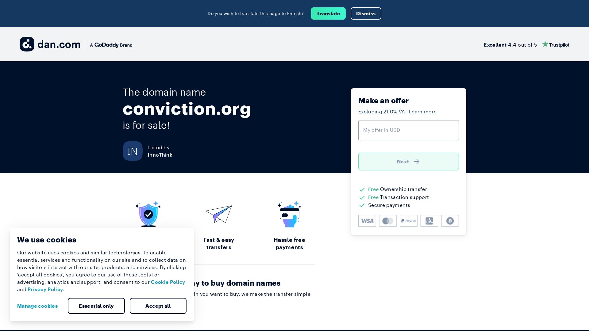 Estado web conviction.org está   ONLINE