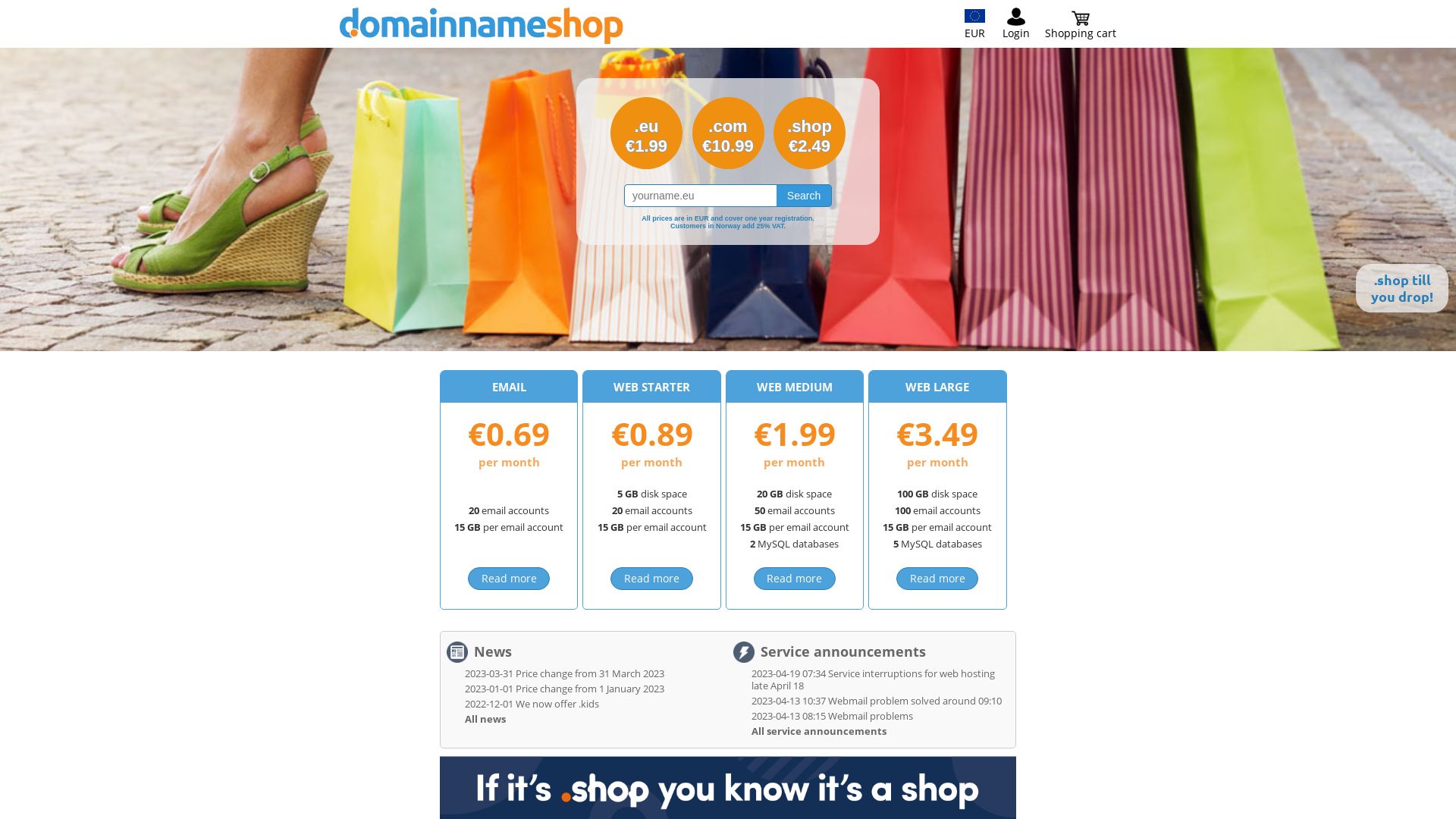 Estado web domainnameshop.com está   ONLINE