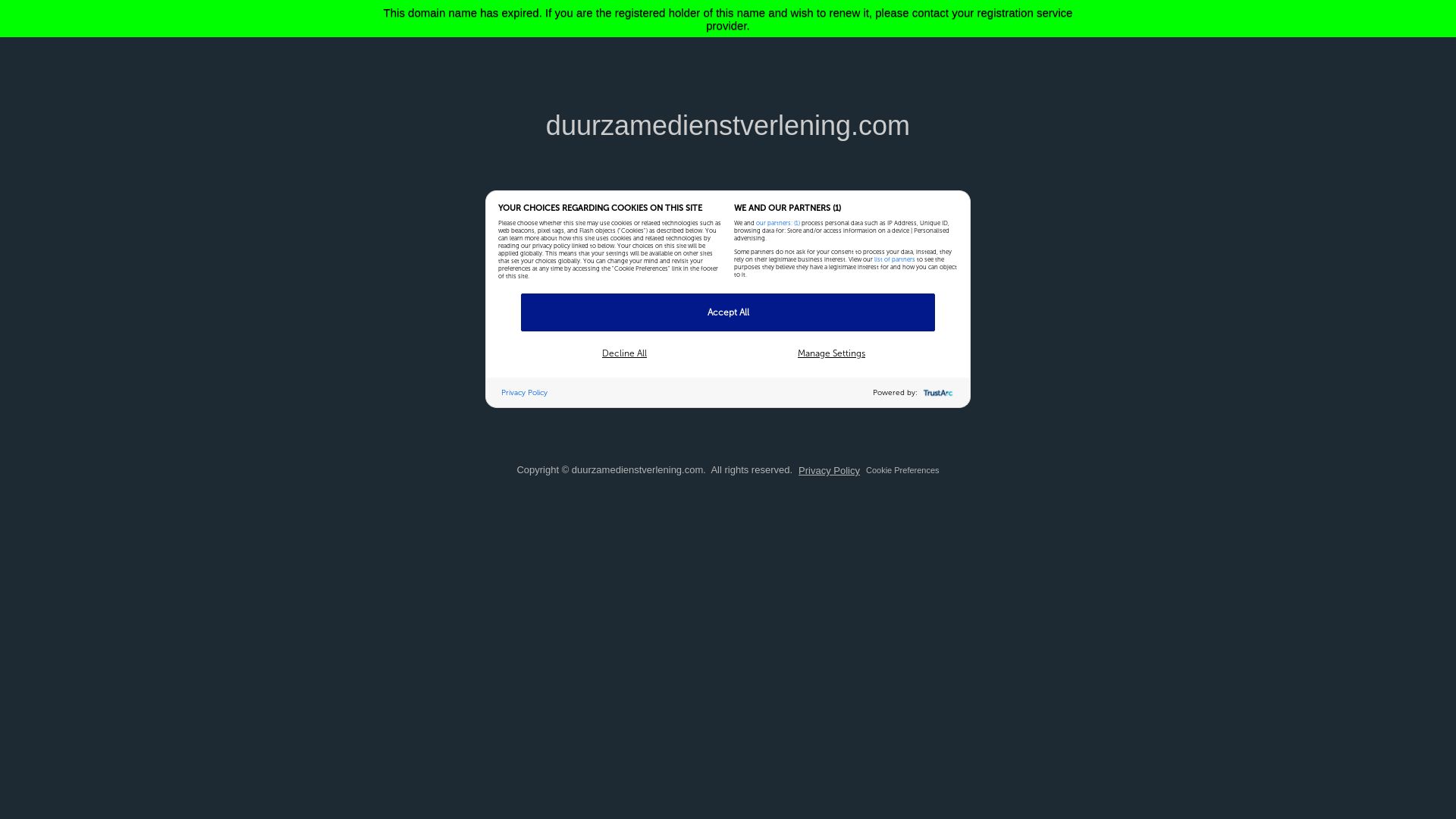 Estado web duurzamedienstverlening.com está   ONLINE