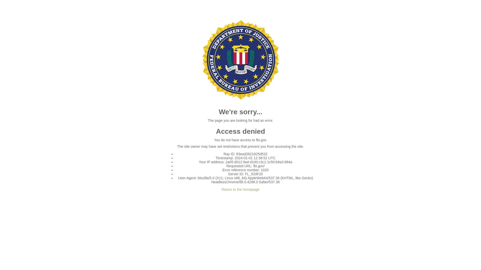 Estado web fbi.gov está   ONLINE