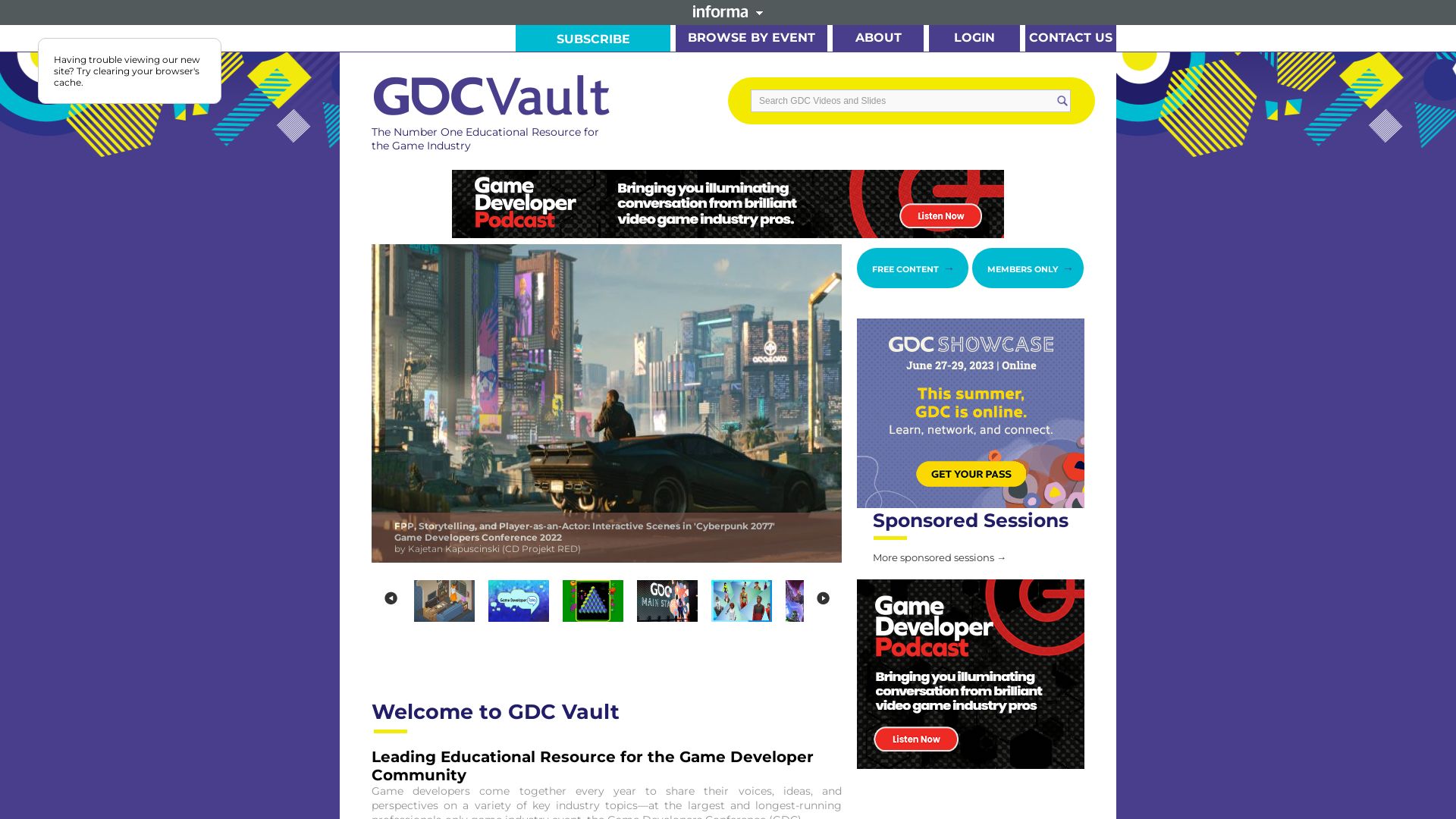 Estado web gdcvault.com está   ONLINE