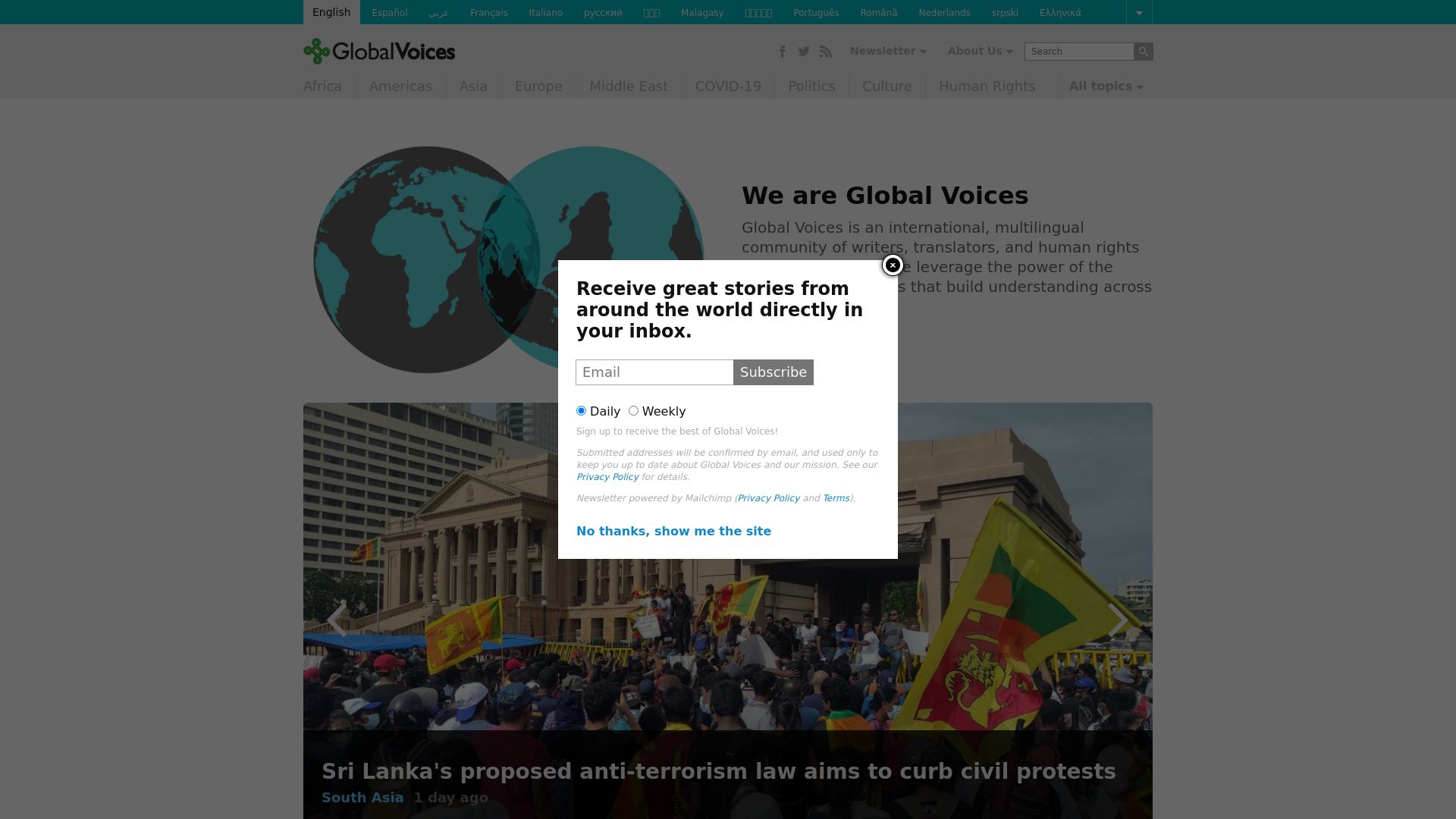 Estado web globalvoices.org está   ONLINE