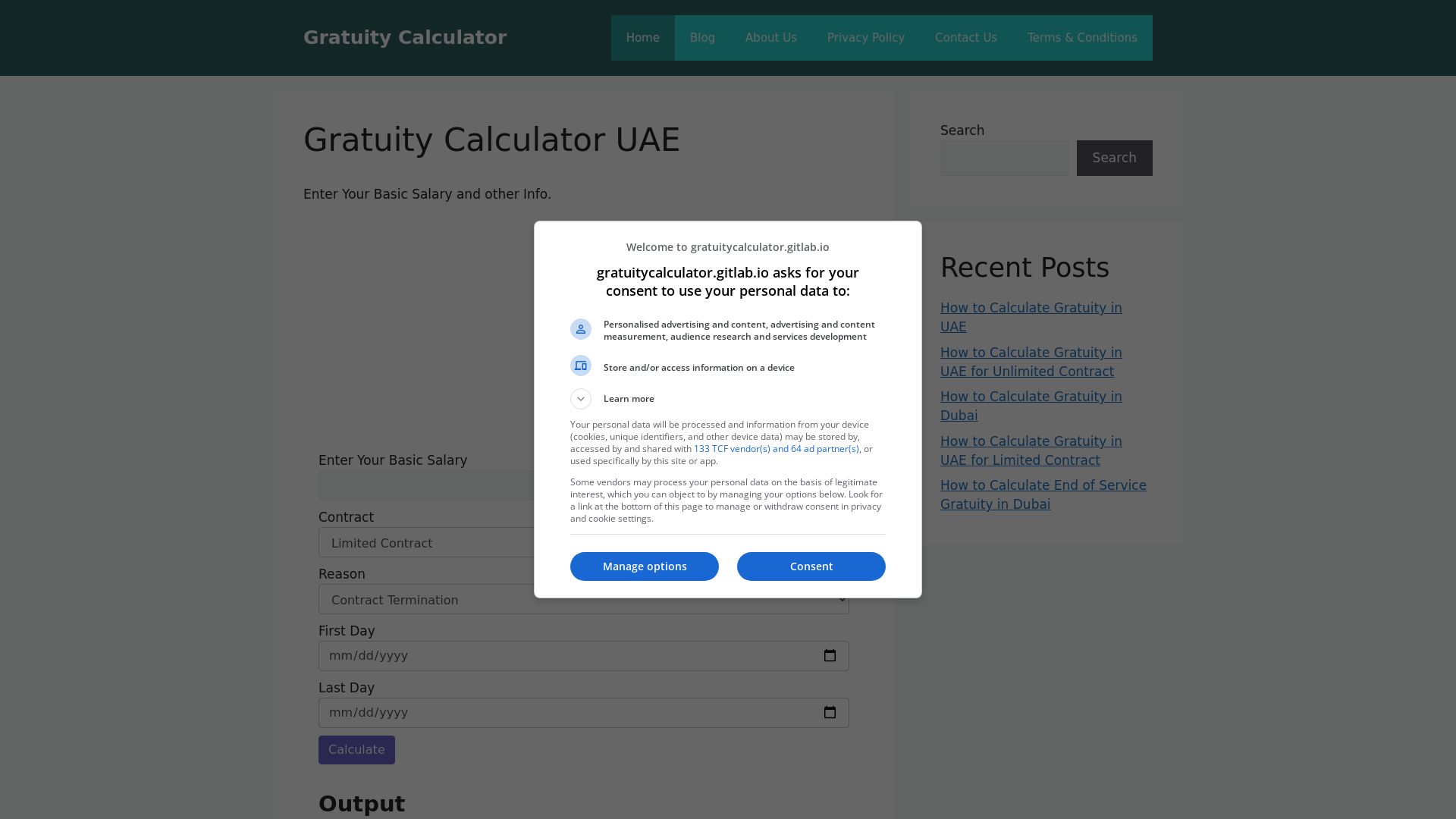 Estado web gratuitycalculatordubai.ae está   ONLINE