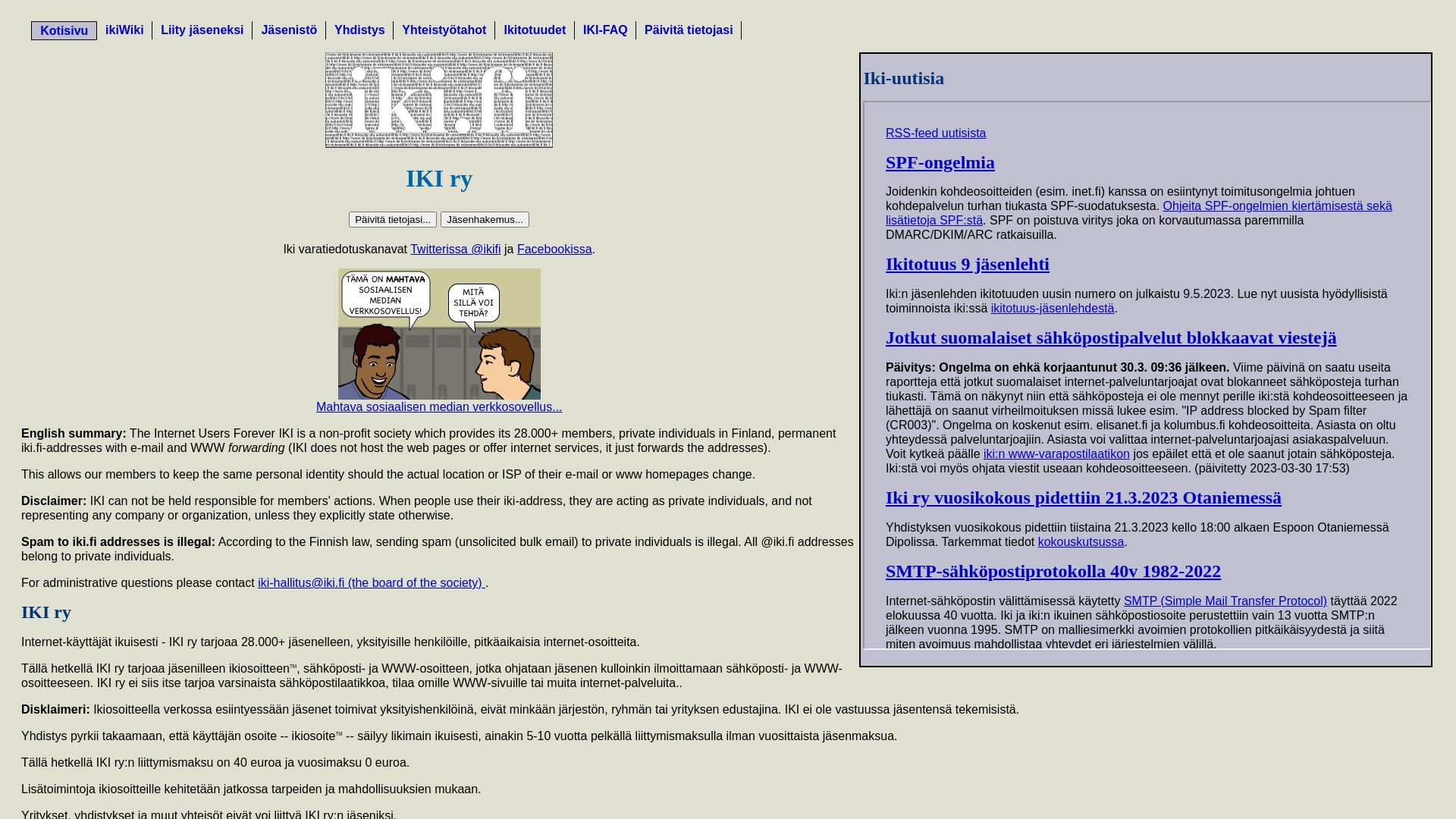 Estado web iki.fi está   ONLINE