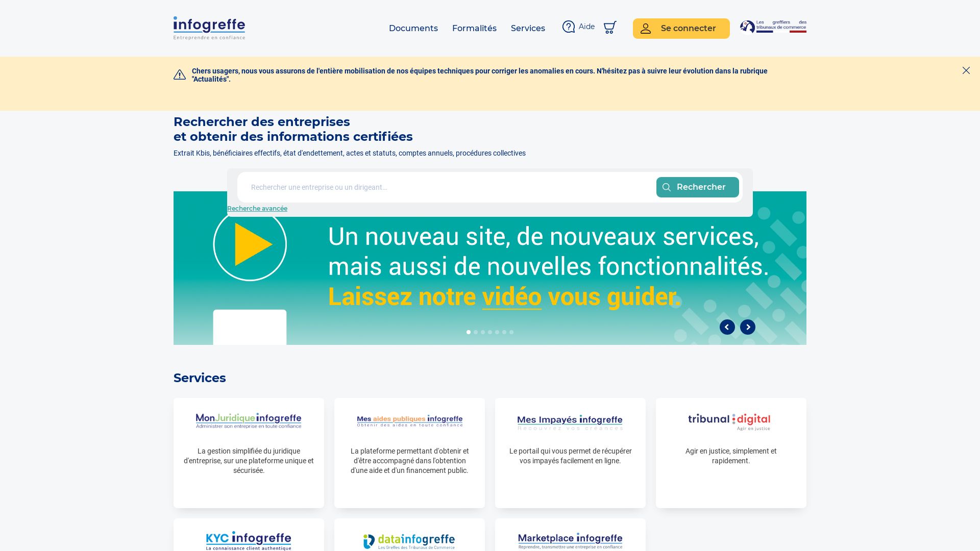 Estado web infogreffe.fr está   ONLINE