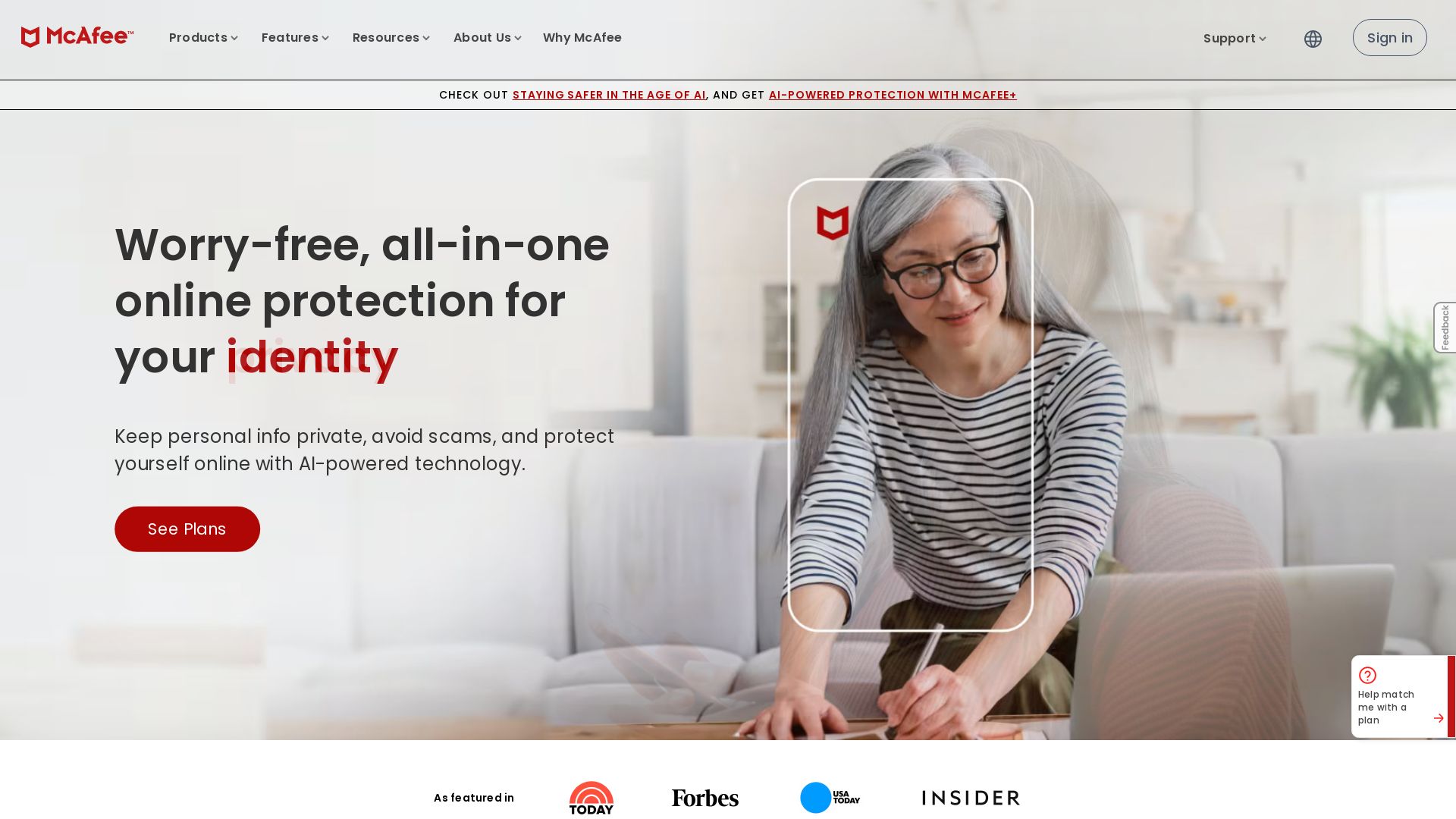 Estado web mcafee.com está   ONLINE
