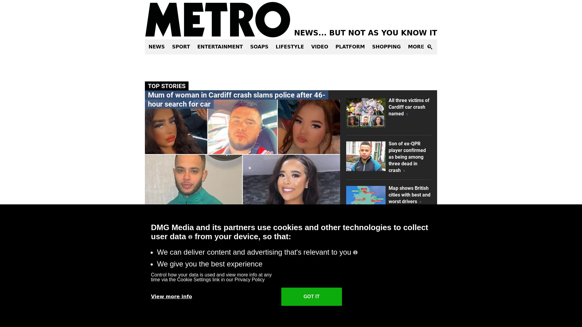 Estado web metro.co.uk está   ONLINE