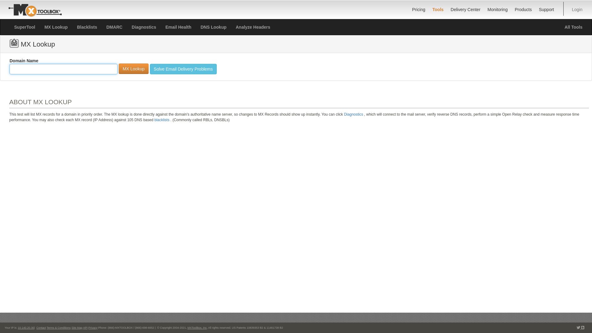 Estado web mxtoolbox.com está   ONLINE