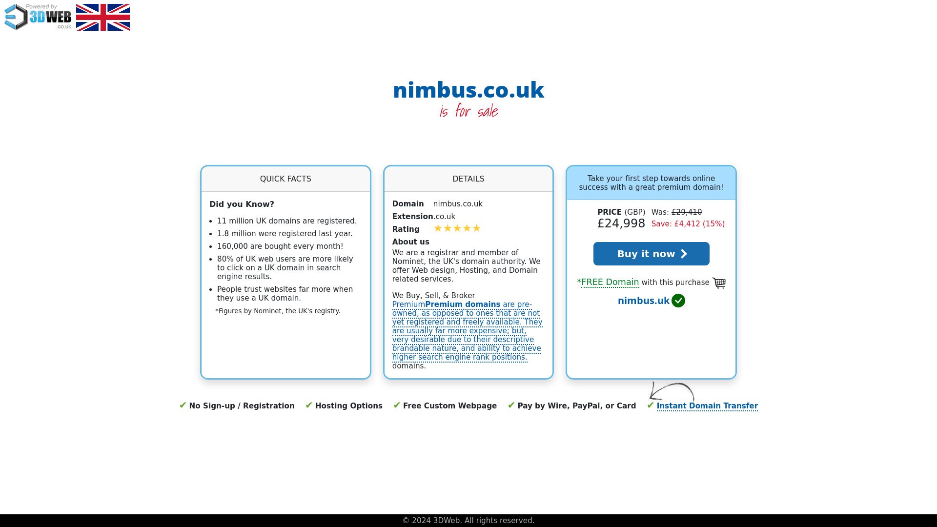 Estado web nimbus.co.uk está   ONLINE