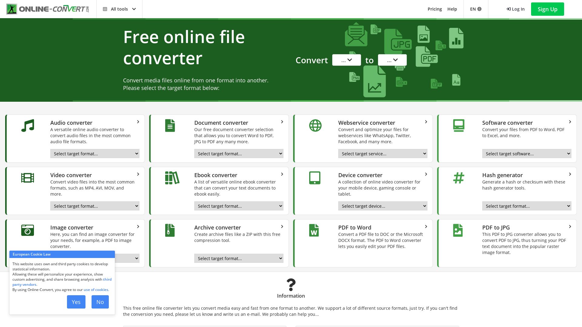 Estado web online-convert.com está   ONLINE