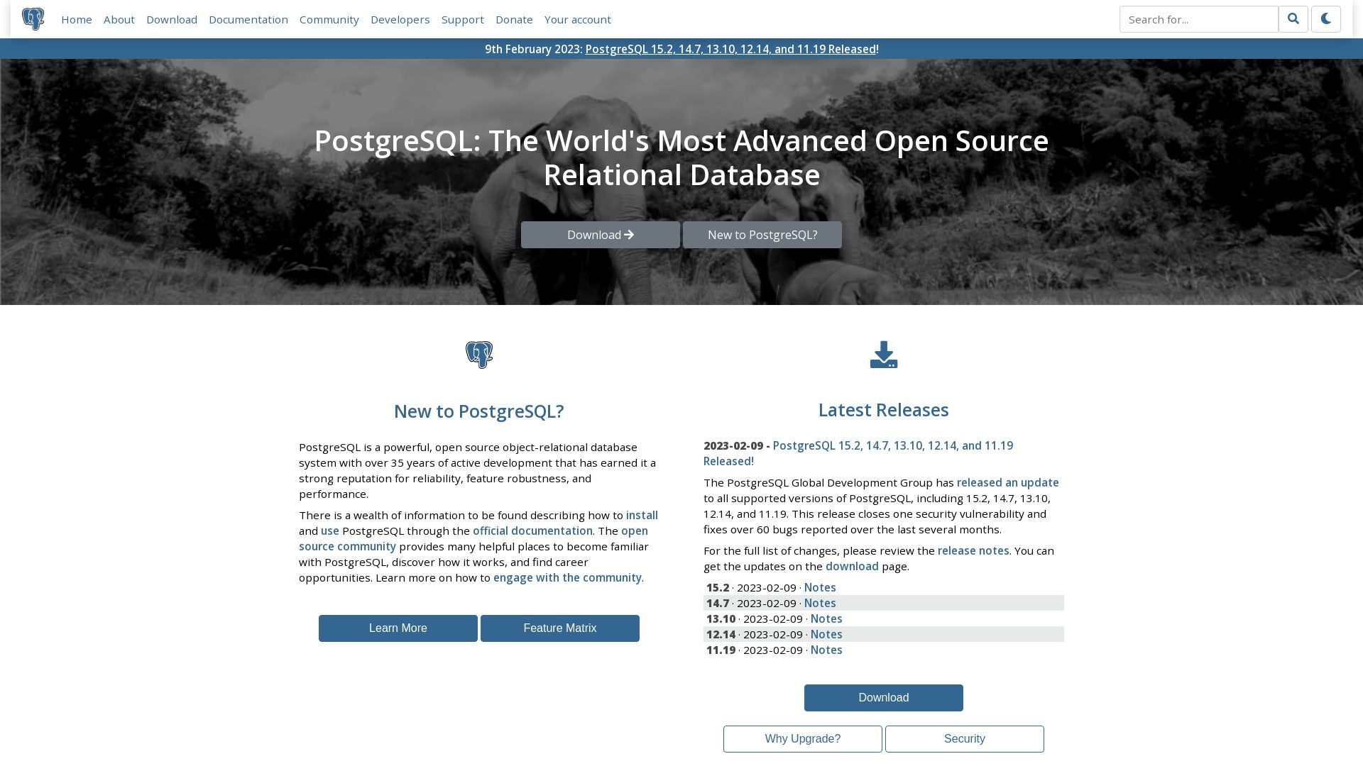 Estado web postgresql.org está   ONLINE