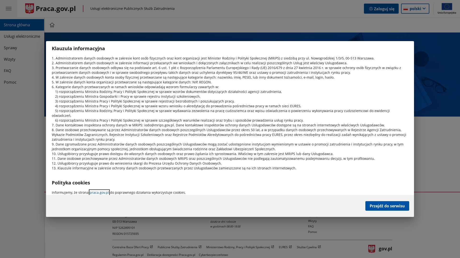 Estado web praca.gov.pl está   ONLINE