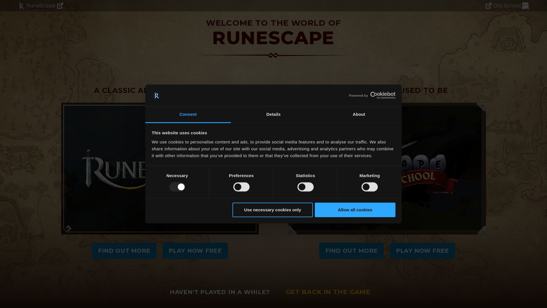 Estado web runescape.com está   ONLINE