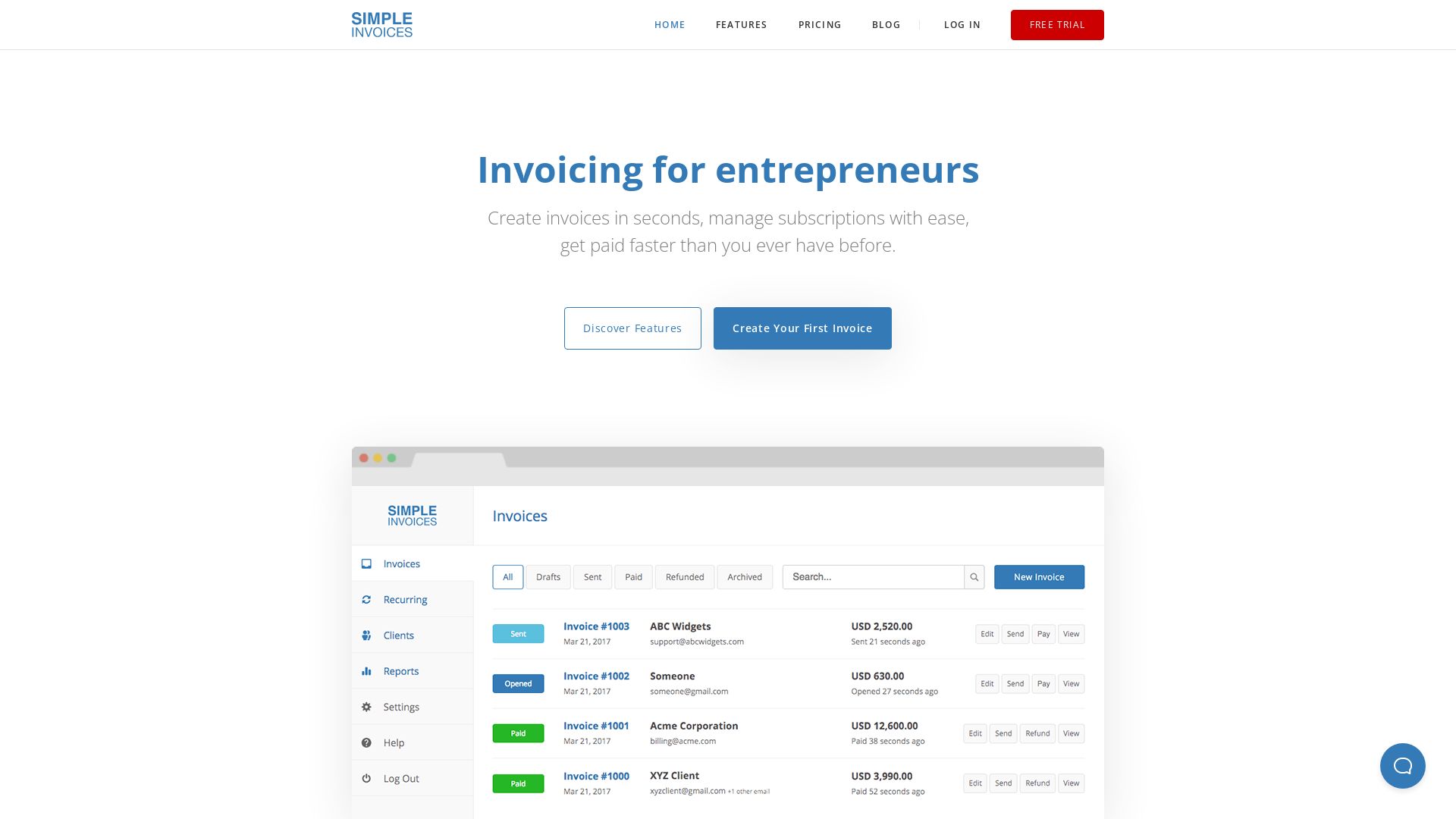 Estado web simpleinvoices.io está   ONLINE
