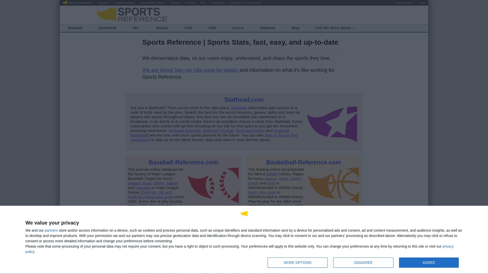 Estado web sports-reference.com está   ONLINE