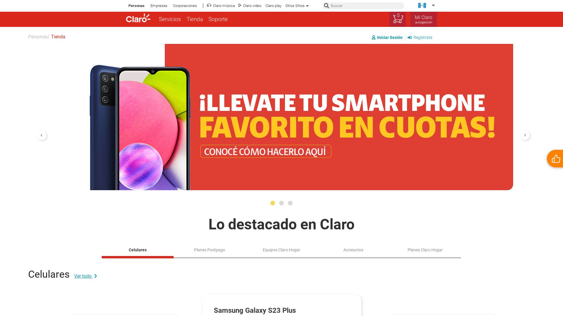 Estado web tiendaenlinea.claro.com.gt está ONLINE
