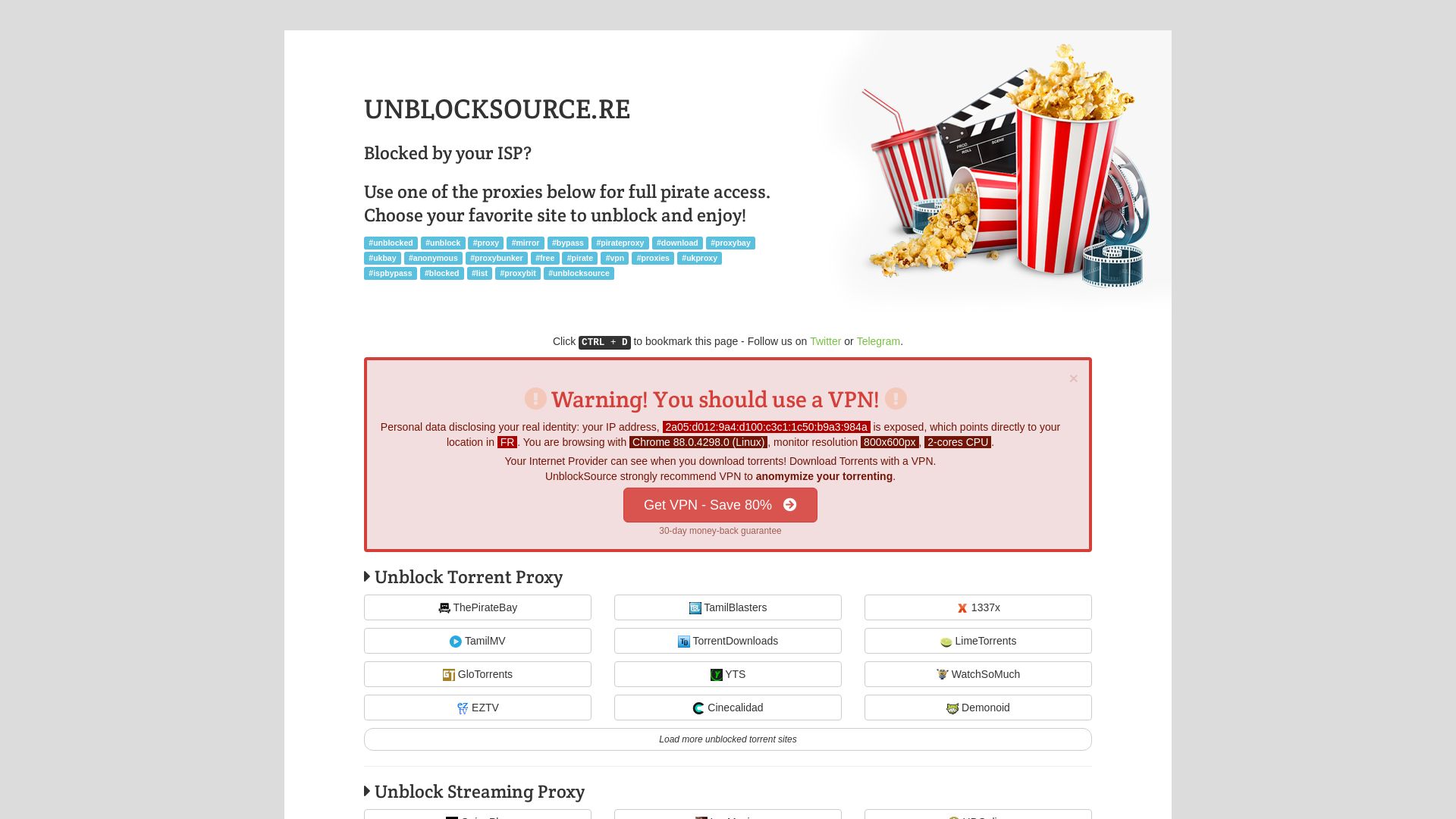 Estado web unblocksource.top está   ONLINE
