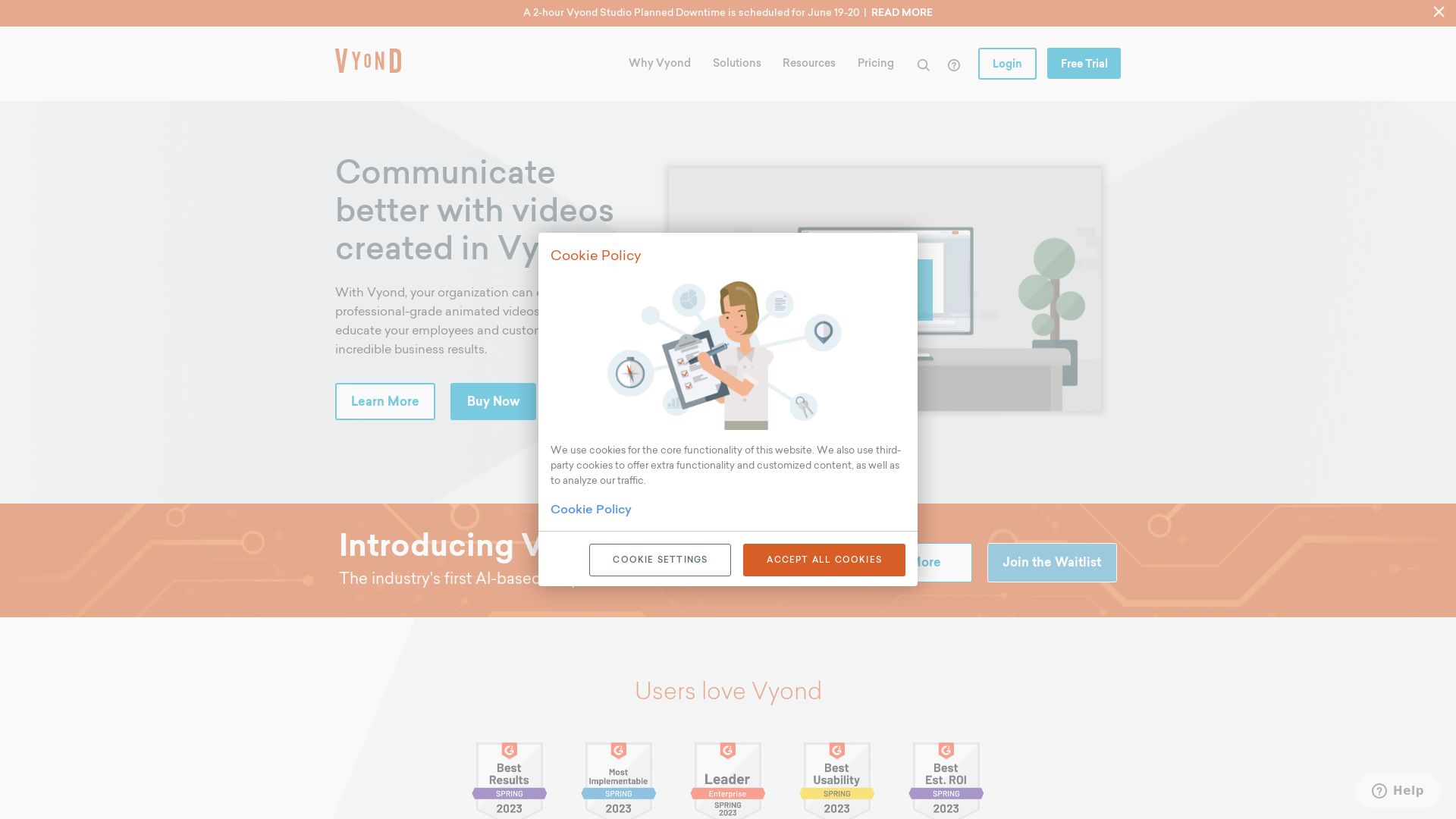 Estado web vyond.com está   ONLINE