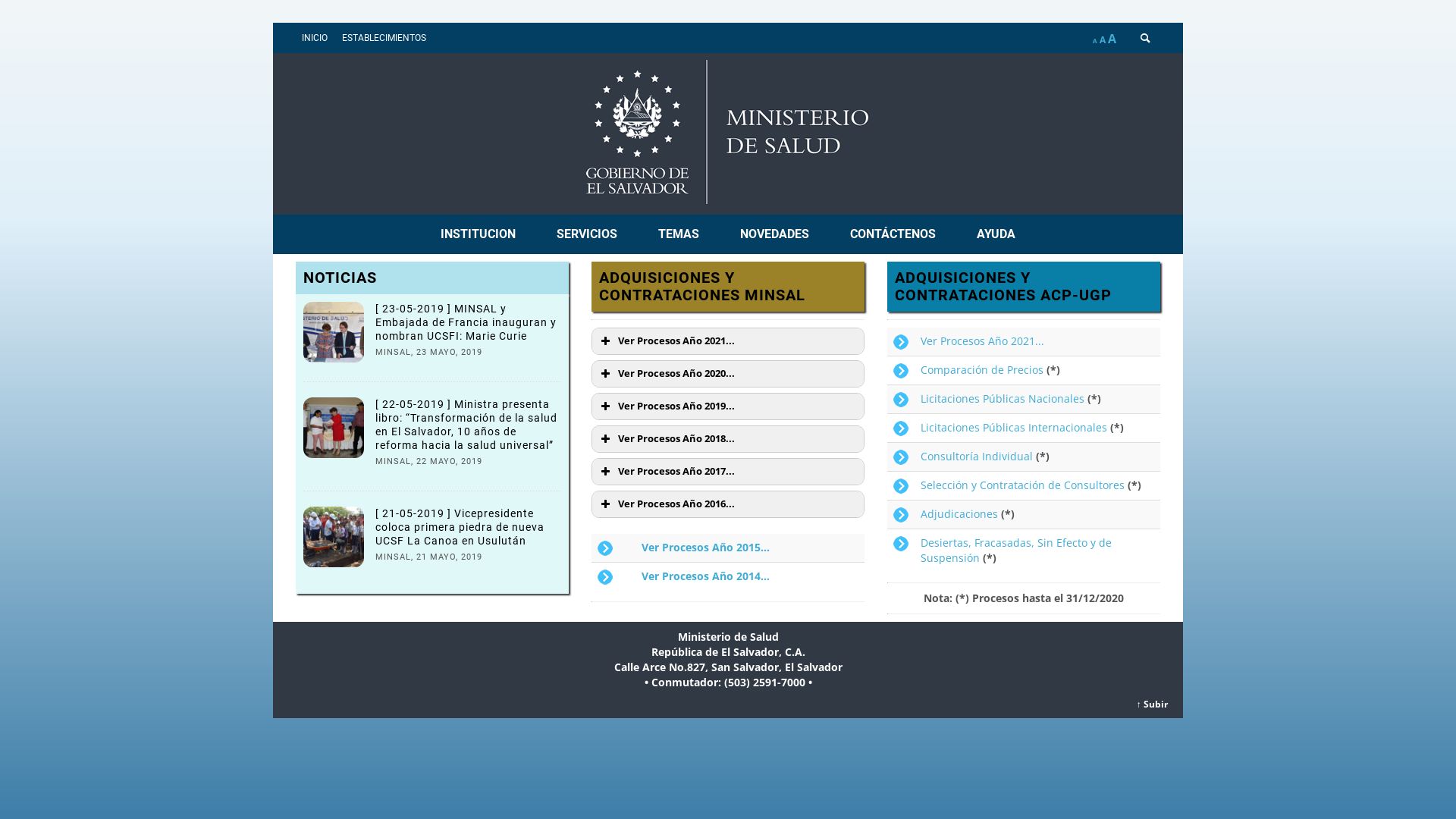 Estado web w5.salud.gob.sv está   ONLINE