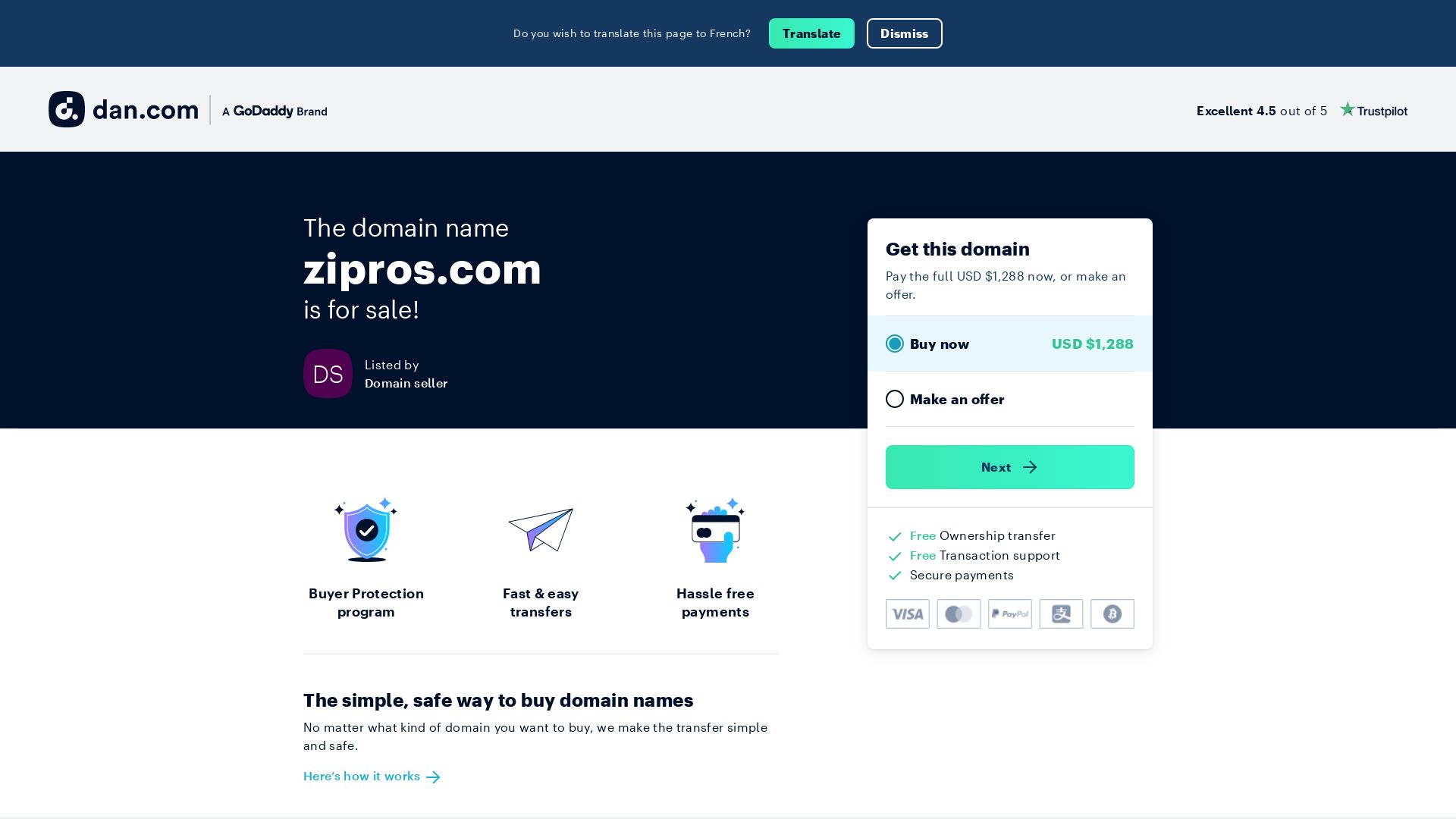 Estado web zipros.com está   ONLINE
